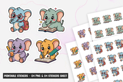 Cute elephant back to school sticker, printable sticker PNG Product Image 1