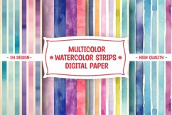 Colorful watercolor strips digital paper Product Image 1