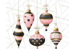 Pink and Black Glam Christmas PNG Clipart Product Image 4
