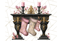 Pink and Black Glam Christmas PNG Clipart Product Image 2