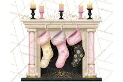 Pink and Black Glam Christmas PNG Clipart Product Image 4