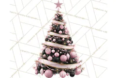 Pink and Black Glam Christmas PNG Clipart Product Image 2