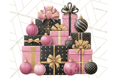 Pink and Black Glam Christmas PNG Clipart Product Image 2
