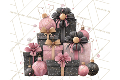 Pink and Black Glam Christmas PNG Clipart Product Image 3