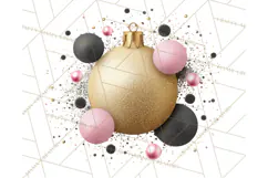Pink and Black Glam Christmas PNG Clipart Product Image 4