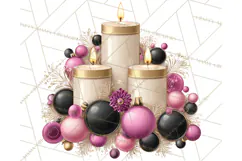 Pink and Black Glam Christmas PNG Clipart Product Image 4