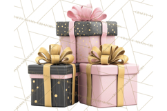 Pink and Black Glam Christmas PNG Clipart Product Image 2