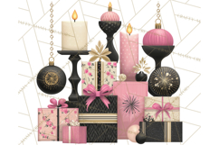 Pink and Black Glam Christmas PNG Clipart Product Image 4