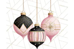 Pink and Black Glam Christmas PNG Clipart Product Image 5