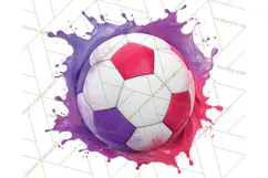 Soccer Clipart PNG with Team Color Paint Splash Design Product Image 5