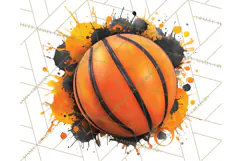 Basketball Clipart PNG with Team Color Paint Splash Design Product Image 2