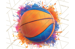 Basketball Clipart PNG with Team Color Paint Splash Design Product Image 3