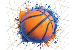 Basketball Clipart PNG with Team Color Paint Splash Design Product Image 4