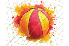 Basketball Clipart PNG with Team Color Paint Splash Design Product Image 5