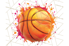 Basketball Clipart PNG with Team Color Paint Splash Design Product Image 2