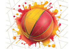 Basketball Clipart PNG with Team Color Paint Splash Design Product Image 3