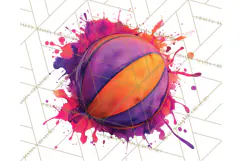 Basketball Clipart PNG with Team Color Paint Splash Design Product Image 5