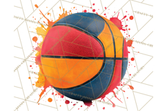 Basketball Clipart PNG with Team Color Paint Splash Design Product Image 2