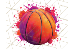 Basketball Clipart PNG with Team Color Paint Splash Design Product Image 3
