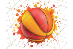 Basketball Clipart PNG with Team Color Paint Splash Design Product Image 3