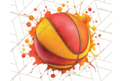 Basketball Clipart PNG with Team Color Paint Splash Design Product Image 3