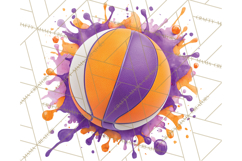 Basketball Clipart PNG with Team Color Paint Splash Design Product Image 2