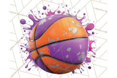 Basketball Clipart PNG with Team Color Paint Splash Design Product Image 4