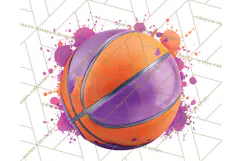 Basketball Clipart PNG with Team Color Paint Splash Design Product Image 5