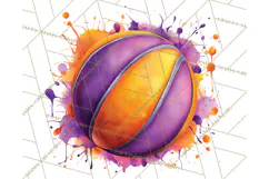 Basketball Clipart PNG with Team Color Paint Splash Design Product Image 2