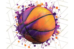 Basketball Clipart PNG with Team Color Paint Splash Design Product Image 4