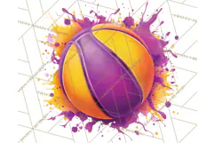 Basketball Clipart PNG with Team Color Paint Splash Design Product Image 5