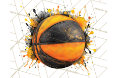 Basketball Clipart PNG with Team Color Paint Splash Design Product Image 2