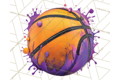 Basketball Clipart PNG with Team Color Paint Splash Design Product Image 3