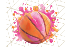 Basketball Clipart PNG with Team Color Paint Splash Design Product Image 4