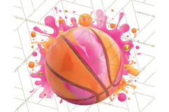 Basketball Clipart PNG with Team Color Paint Splash Design Product Image 4