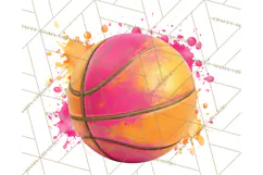 Basketball Clipart PNG with Team Color Paint Splash Design Product Image 5