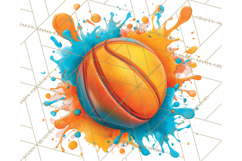 Basketball Clipart PNG with Team Color Paint Splash Design Product Image 2