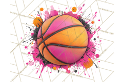 Basketball Clipart PNG with Team Color Paint Splash Design Product Image 3