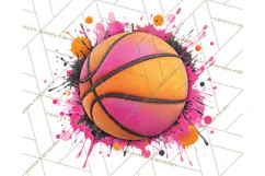 Basketball Clipart PNG with Team Color Paint Splash Design Product Image 3