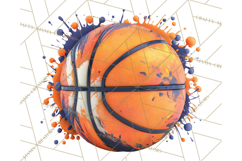 Basketball Clipart PNG with Team Color Paint Splash Design Product Image 4