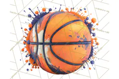 Basketball Clipart PNG with Team Color Paint Splash Design Product Image 4