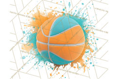Basketball Clipart PNG with Team Color Paint Splash Design Product Image 5