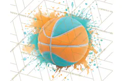 Basketball Clipart PNG with Team Color Paint Splash Design Product Image 5