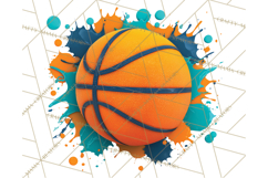 Basketball Clipart PNG with Team Color Paint Splash Design Product Image 5