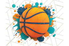 Basketball Clipart PNG with Team Color Paint Splash Design Product Image 5