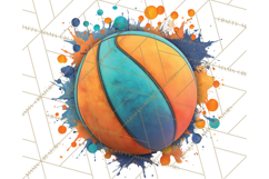 Basketball Clipart PNG with Team Color Paint Splash Design Product Image 2