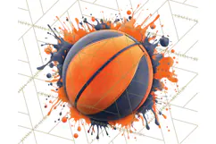 Basketball Clipart PNG with Team Color Paint Splash Design Product Image 3