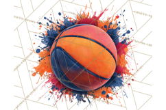 Basketball Clipart PNG with Team Color Paint Splash Design Product Image 4