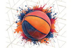 Basketball Clipart PNG with Team Color Paint Splash Design Product Image 4
