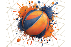 Basketball Clipart PNG with Team Color Paint Splash Design Product Image 5